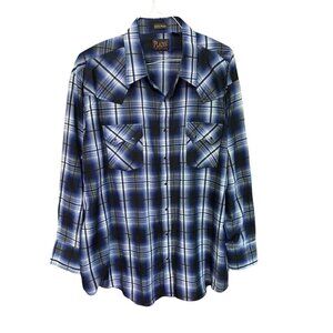 Plains Western Shirt 2X Plaid Pearl Snap Cowboy Rockabilly Big Man Mens XXL